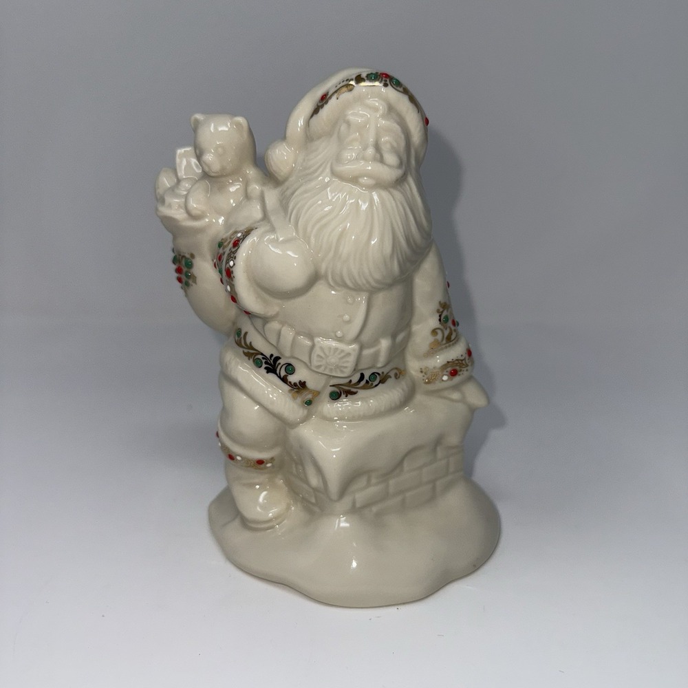 Lenox Vintage Jeweled Porcelain Santa Figurine Christmas Decoration 6 1/2" H